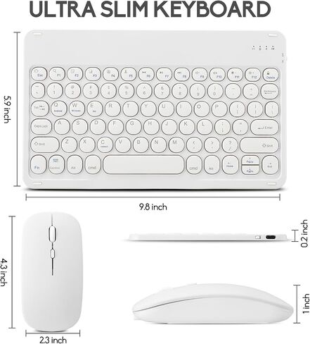 2 Pack Bluetooth Keyboard and Mouse Combo for iPad - Rechargeable Wireless Keyboard & Mouse Compatible with iPad 9th/8th Gen, iPad Pro/Air/Mini, iPhone14/13/12 Pro, Round Keys Green Hill in Saudi Arabia
