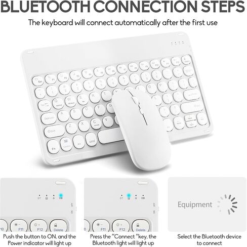 2 Pack Bluetooth Keyboard and Mouse Combo for iPad - Rechargeable Wireless Keyboard & Mouse Compatible with iPad 9th/8th Gen, iPad Pro/Air/Mini, iPhone14/13/12 Pro, Round Keys Green Hill in Saudi Arabia