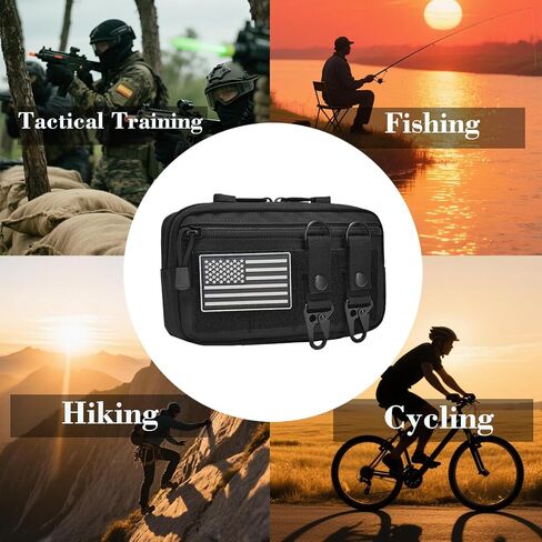 Tactical Molle Admin Pouch with 2 Keychains & US Flag Patch - Laser Cut EDC Modular Pouch for Outdoor, Survival, Daily Carry in Saudi Arabia