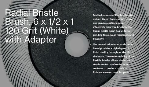 Radial Bristle Brush, 6 in x 1/2 in x 1 in 36 Grit (Brown) with Adapter (Pack of 1) in Kuwait