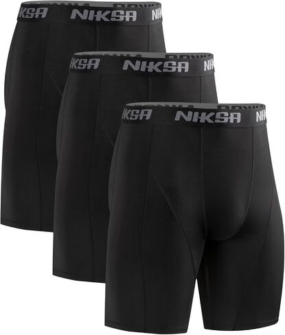 Niksa 3 Pack Compression Shorts Men, Spandex Athletic Workout Running Shorts Performance Sport Baselayer Underwear in Saudi Arabia