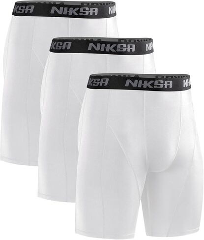 Niksa 3 Pack Compression Shorts Men, Spandex Athletic Workout Running Shorts Performance Sport Baselayer Underwear in Saudi Arabia