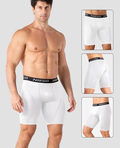 Niksa 3 Pack Compression Shorts Men, Spandex Athletic Workout Running Shorts Performance Sport Baselayer Underwear in Saudi Arabia