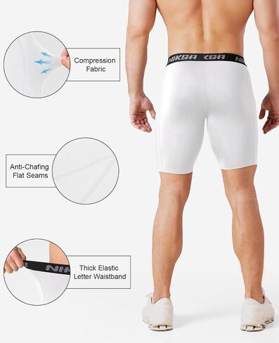 Niksa 3 Pack Compression Shorts Men, Spandex Athletic Workout Running Shorts Performance Sport Baselayer Underwear in Saudi Arabia