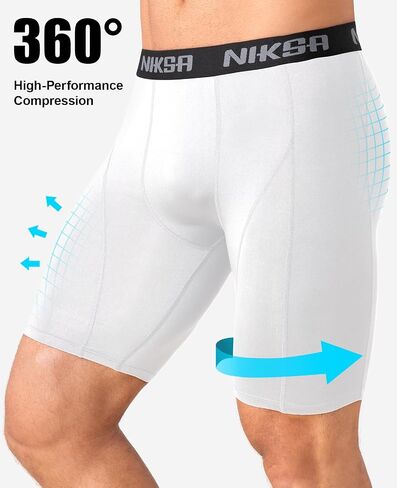 Niksa 3 Pack Compression Shorts Men, Spandex Athletic Workout Running Shorts Performance Sport Baselayer Underwear in Saudi Arabia