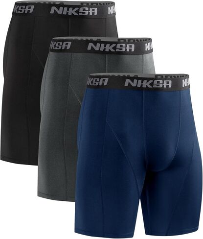 Niksa 3 Pack Compression Shorts Men, Spandex Athletic Workout Running Shorts Performance Sport Baselayer Underwear in Saudi Arabia