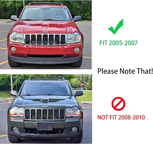 2PCS Headlights Assembly For 2005 2006 2007 Jeep Grand Cherokee(WK) Laredo Limited Overland SRT8 SUV Replacement Headlamps Passenger and Driver Side Chrome Housing Amber Reflector in Kuwait