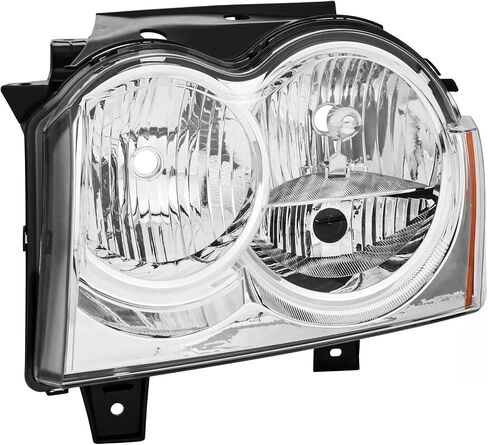 2PCS Headlights Assembly For 2005 2006 2007 Jeep Grand Cherokee(WK) Laredo Limited Overland SRT8 SUV Replacement Headlamps Passenger and Driver Side Chrome Housing Amber Reflector in Kuwait