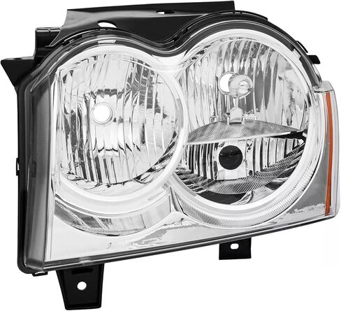 2PCS Headlights Assembly For 2005 2006 2007 Jeep Grand Cherokee(WK) Laredo Limited Overland SRT8 SUV Replacement Headlamps Passenger and Driver Side Chrome Housing Amber Reflector in Kuwait