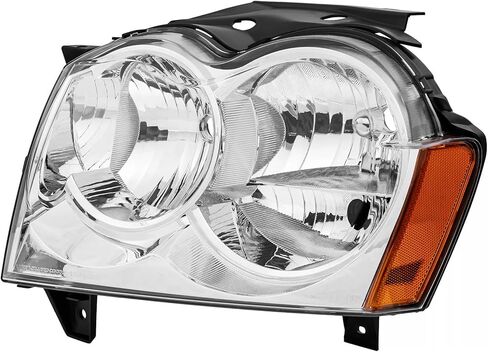 2PCS Headlights Assembly For 2005 2006 2007 Jeep Grand Cherokee(WK) Laredo Limited Overland SRT8 SUV Replacement Headlamps Passenger and Driver Side Chrome Housing Amber Reflector in Kuwait
