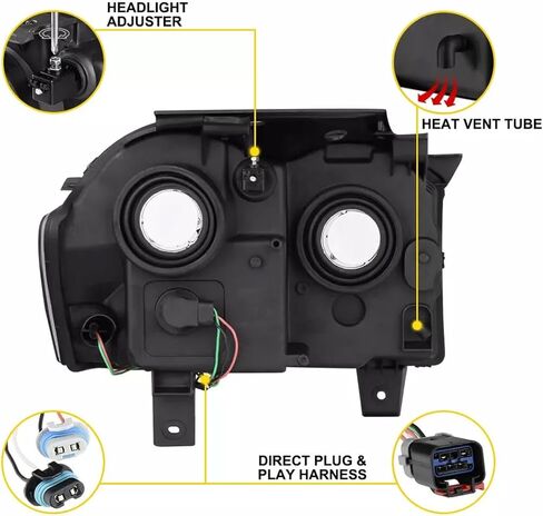 2PCS Headlights Assembly For 2005 2006 2007 Jeep Grand Cherokee(WK) Laredo Limited Overland SRT8 SUV Replacement Headlamps Passenger and Driver Side Chrome Housing Amber Reflector in Kuwait