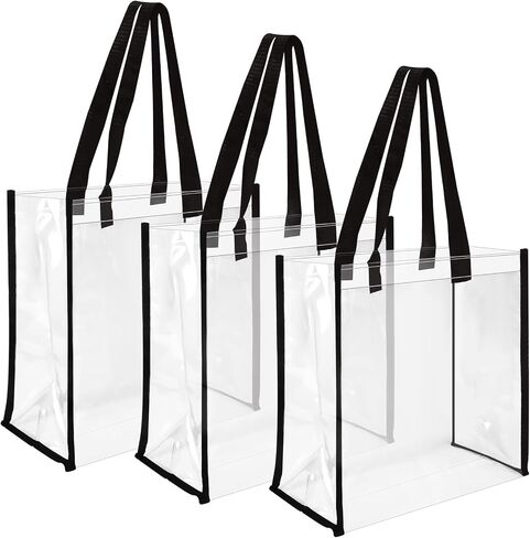 12 x 12 x 6 Inch Clear Tote Bags PVC Plastic Tote Bag With Handles for Work Beach Lunch Sports, Concerts in Saudi Arabia
