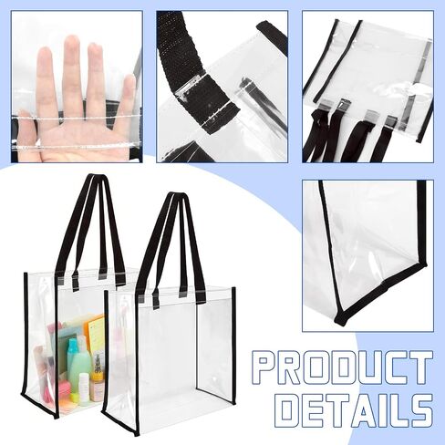12 x 12 x 6 Inch Clear Tote Bags PVC Plastic Tote Bag With Handles for Work Beach Lunch Sports, Concerts in Saudi Arabia