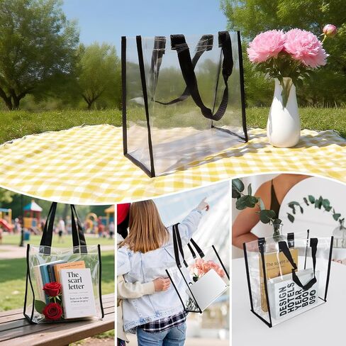 12 x 12 x 6 Inch Clear Tote Bags PVC Plastic Tote Bag With Handles for Work Beach Lunch Sports, Concerts in Saudi Arabia