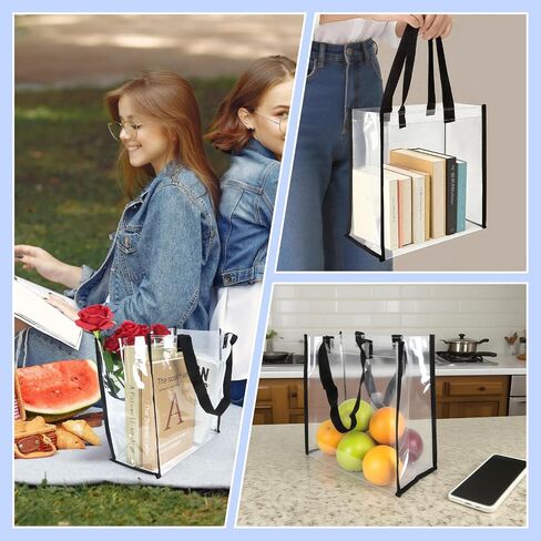 12 x 12 x 6 Inch Clear Tote Bags PVC Plastic Tote Bag With Handles for Work Beach Lunch Sports, Concerts in Saudi Arabia