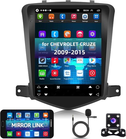 ستيريو راديو السيارة 2G+64G لسيارة شيفروليه تشيفي كروز J300 2009-2014 مع CarPlay/Android Auto، 9.7 بوصة Android 13 شاشة تعمل باللمس GPS Navi WiFi Bluetooth Mirror Link SWC HD كاميرا احتياطية in Saudi Arabia