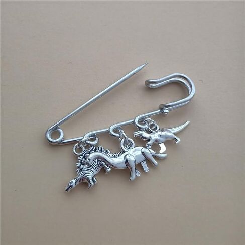 Punk Dinosaur Dangle Pendant Brooch Pin, Tiny Velociraptor Charm Sweater Shawl Clip, Dress Shirt Clip for Man Woman Costume Accessory in Saudi Arabia