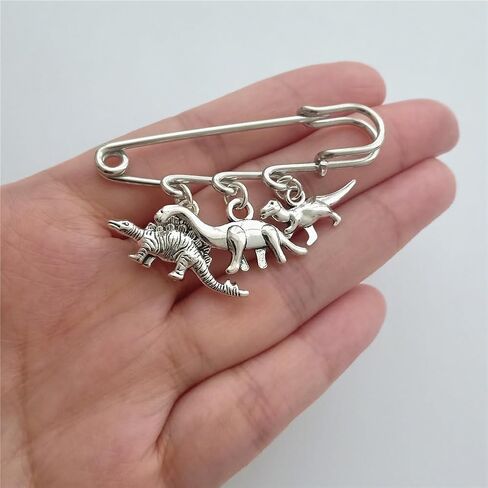 Punk Dinosaur Dangle Pendant Brooch Pin, Tiny Velociraptor Charm Sweater Shawl Clip, Dress Shirt Clip for Man Woman Costume Accessory in Saudi Arabia