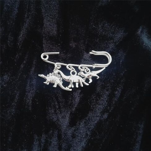 Punk Dinosaur Dangle Pendant Brooch Pin, Tiny Velociraptor Charm Sweater Shawl Clip, Dress Shirt Clip for Man Woman Costume Accessory in Saudi Arabia