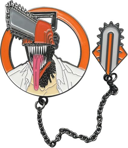 Chainsaw Man - Pinsart Chainsaw Man And Pochita Pin With Chain in Saudi Arabia