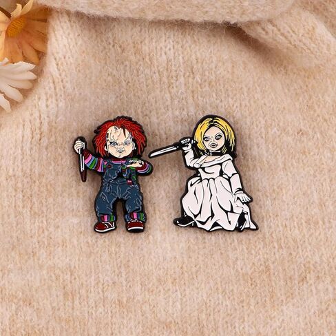 2pcs أفلام تلفزيونية رعب هالوين دبابيس ، دبوس معدني للنساء ، الرجال in Kuwait