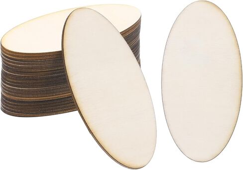 PATIKIL 80x40mm Wood Pieces, 20 Pack Unfinished Oval Wood Shapes Blank Wooden Cutouts Ornaments Natural for Christmas Party Craft Projects in Saudi Arabia
