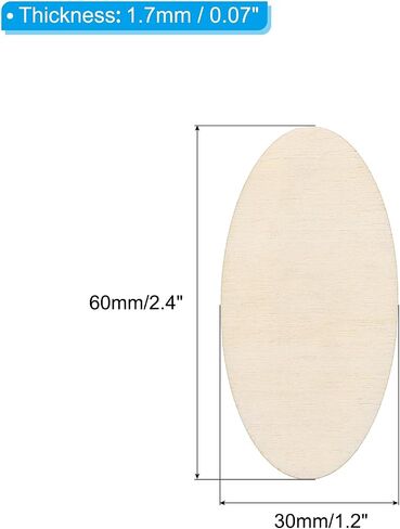 PATIKIL 80x40mm Wood Pieces, 20 Pack Unfinished Oval Wood Shapes Blank Wooden Cutouts Ornaments Natural for Christmas Party Craft Projects in Saudi Arabia