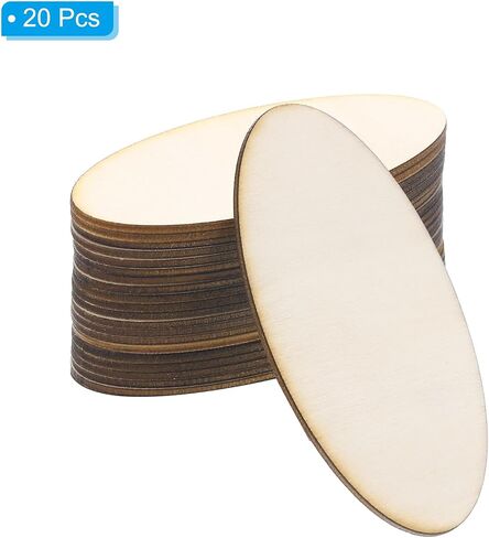 PATIKIL 80x40mm Wood Pieces, 20 Pack Unfinished Oval Wood Shapes Blank Wooden Cutouts Ornaments Natural for Christmas Party Craft Projects in Saudi Arabia