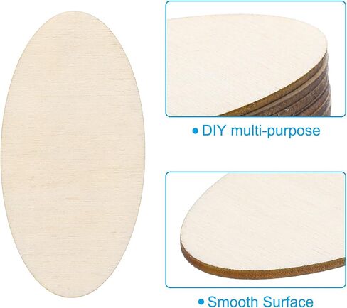 PATIKIL 80x40mm Wood Pieces, 20 Pack Unfinished Oval Wood Shapes Blank Wooden Cutouts Ornaments Natural for Christmas Party Craft Projects in Saudi Arabia