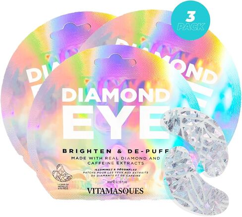 Vitamasques Under Eye Patches 3-Pack - Firming & Brightening - Anti Aging Collagen Korean Skin Care Reduce Fine Lines, Puffiness, Wrinkles & Dark Circles - Hyaluronic Acid - Vegan & Cruelty-Free in Kuwait