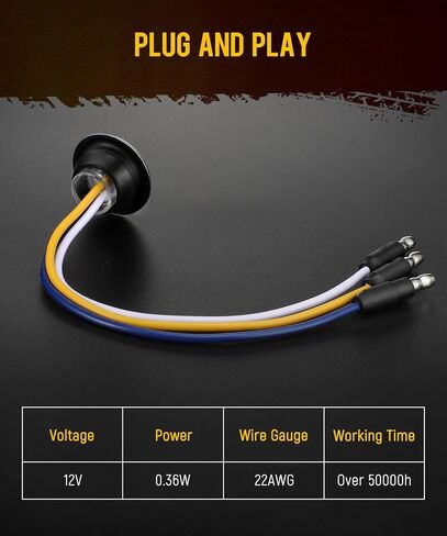 Partsam 10Pcs 3/4 Inch 3 Colors Led Side Marker Lights Amber to Blue Auxiliary Light, Clear Lens Clearance Bullet Lights Indicator Penny Light with Trim Ring Bezel for Trailer Truck RV Bus Waterproof in Saudi Arabia