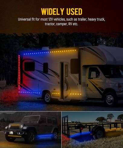 Partsam 10Pcs 3/4 Inch 3 Colors Led Side Marker Lights Amber to Blue Auxiliary Light, Clear Lens Clearance Bullet Lights Indicator Penny Light with Trim Ring Bezel for Trailer Truck RV Bus Waterproof in Saudi Arabia