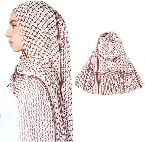 Fashion Chiffon Hijab Scarf for Women,Lightweight & Breathable Muslim Headscarf(180x70cm) Sun Protection Hijab for Daily Wear in Kuwait
