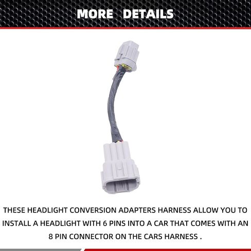 HiSport 2PCS Headlight Conversion Adapters Compatible with Nissan 350z 2003 2004 2005 HID Wiring 8 to Halogen 6 in Saudi Arabia