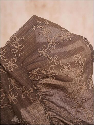 SHENHE Women's Floral Embroidered Long Sleeve Button Crop Blouse Sheer Dressy Top Shirt in Kuwait