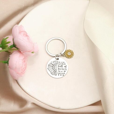 Sunflower Keychain,Inspirational Keychain for Women,Motivational Gift for Friends,Positive Accessory for Her in Saudi Arabia