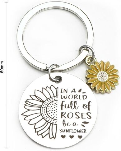 Sunflower Keychain,Inspirational Keychain for Women,Motivational Gift for Friends,Positive Accessory for Her in Saudi Arabia