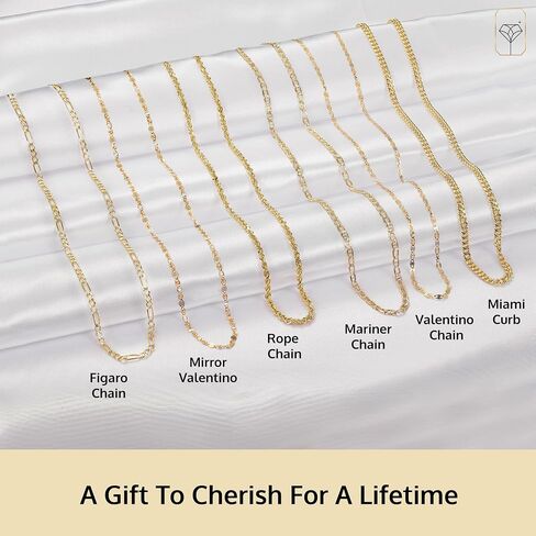 MAX + STONE Real 14K Gold Chain for Women & Men | 18 Inch or 20 Inch, Anti-Tarnishing, Hypoallergenic and Lightweight Chains with Secure Lobster Clasp in Various Designs in Saudi Arabia