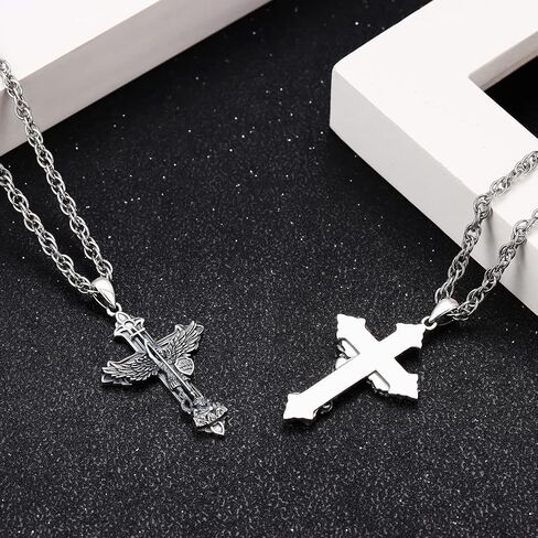 Aniu S925 Sterling Silver St Michael/St Christopher/St Benedict/Saint Jude/Jesus Crucifix/St uriel/Archangel Raphael/St Patrick/Saint Andrew/Saint Florian Necklace for Men Pendant Medallion Medallion المجوهر in Kuwait