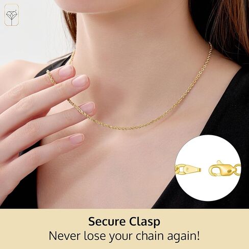 MAX + STONE Real 14K Gold Chain for Women & Men | 18 Inch or 20 Inch, Anti-Tarnishing, Hypoallergenic and Lightweight Chains with Secure Lobster Clasp in Various Designs in Saudi Arabia