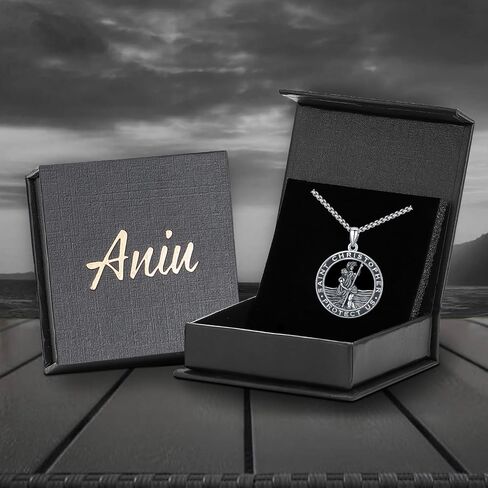 Aniu S925 Sterling Silver St Michael/St Christopher/St Benedict/Saint Jude/Jesus Crucifix/St uriel/Archangel Raphael/St Patrick/Saint Andrew/Saint Florian Necklace for Men Pendant Medallion Medallion المجوهر in Kuwait