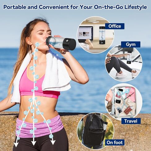 Portable Hydrogen Water Bottle, 420ml Hydrogen Generator with SPE/PEM Technology, High Hydrogen Concentration, USB Rechargeable, BPA-Free, for Home, Travel & Gym Ideal Gift for Health Lovers (Silver) in Kuwait