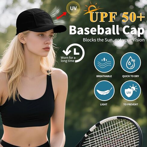قبعة بيسبول خفيفة الوزن للنساء الرجال ، تجفيف سريع القبعات UPF50+ قبعات التنس قابلة للطي قبعة رياضية للهواء في الهواء الطلق in Kuwait