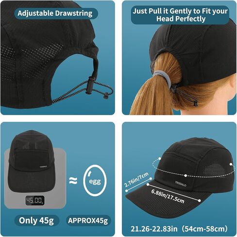 قبعة بيسبول خفيفة الوزن للنساء الرجال ، تجفيف سريع القبعات UPF50+ قبعات التنس قابلة للطي قبعة رياضية للهواء في الهواء الطلق in Kuwait