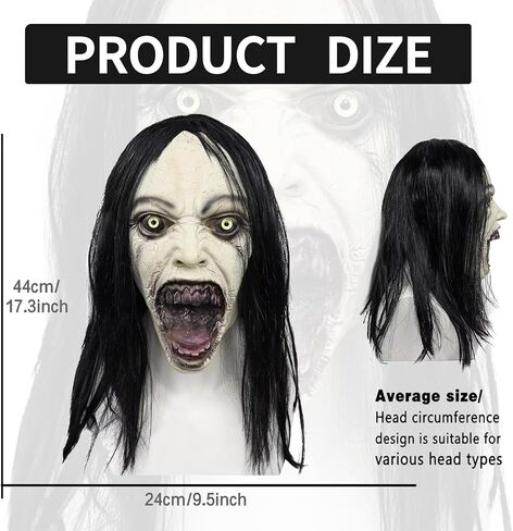 Scary Halloween Mask Crying Woman Mask with Wigs Horror Evil Ghost Devil Creepy Demon Full Head Latxe Mask Scary Halloween Masquerade Party Cosplay Props in Saudi Arabia