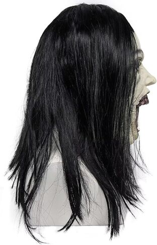Scary Halloween Mask Crying Woman Mask with Wigs Horror Evil Ghost Devil Creepy Demon Full Head Latxe Mask Scary Halloween Masquerade Party Cosplay Props in Saudi Arabia