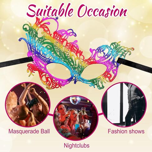 6 Pcs Masquerade Mask for Women Multicolored Vintage Lace Eye Mask for Adults Party Prom Ball Carnival Mardi Gras Costume in Saudi Arabia