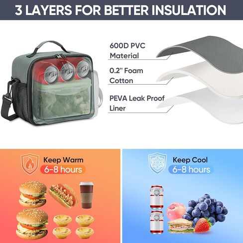 BALEINE Lunch Bag, Insulated Lunch Bag for Men, Leakproof Cooler Bag with Adjustable Shoulder Strap for Office Work Picnic, Freezable Lunch Box for Men Women (Small, Black) in Kuwait