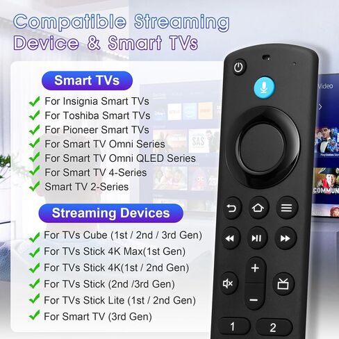 Replacement Remote Control for TV Stick，for Fire Smart TVs Stick (2nd Gen), AMZ Smart TV (3rd Gen), TV Cube (1st/2nd Gen), TV Stick Lite, TV Stick 4K in Saudi Arabia