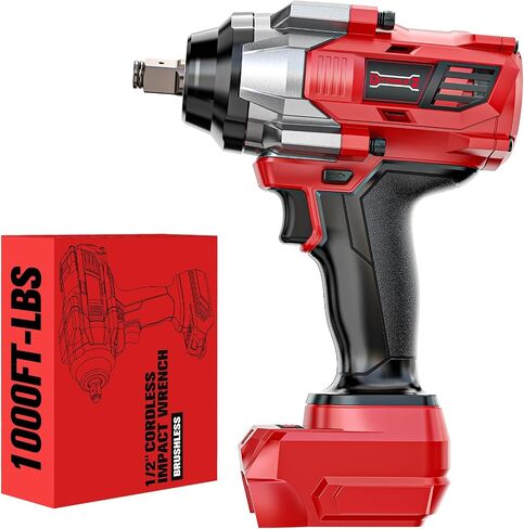 Cordless Impact Wrench 1/2 inch for Dewalt 20v Battery, 900FT-LBS(1200N.m) Brushless Electric Impact Gun for Car Home, High Torque Power Impact Driver with 6Pcs Sockets & Storage Case (No Battery) in Saudi Arabia